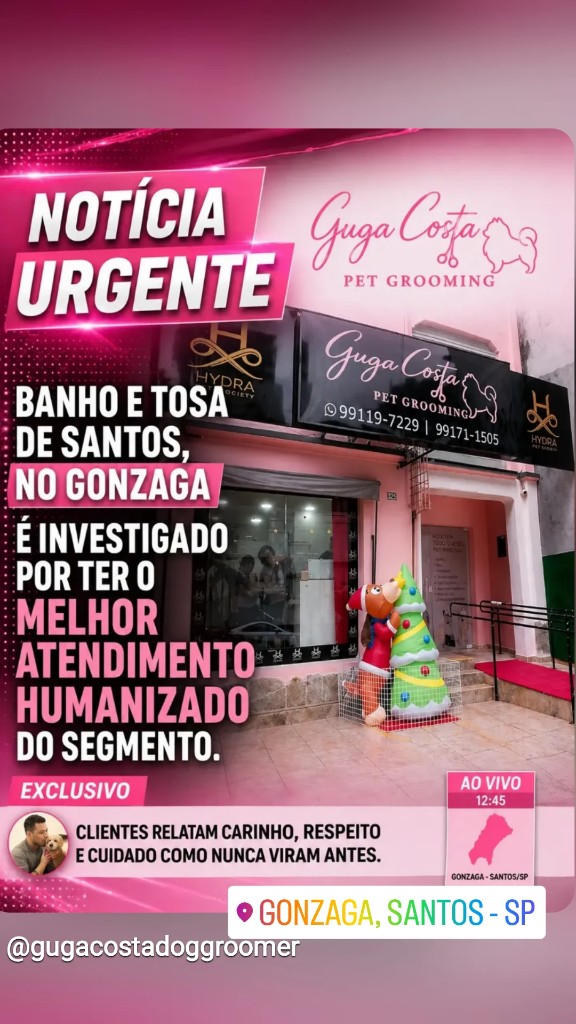 Cartaz Notícia Urgente da Guga Costa Pet Grooming